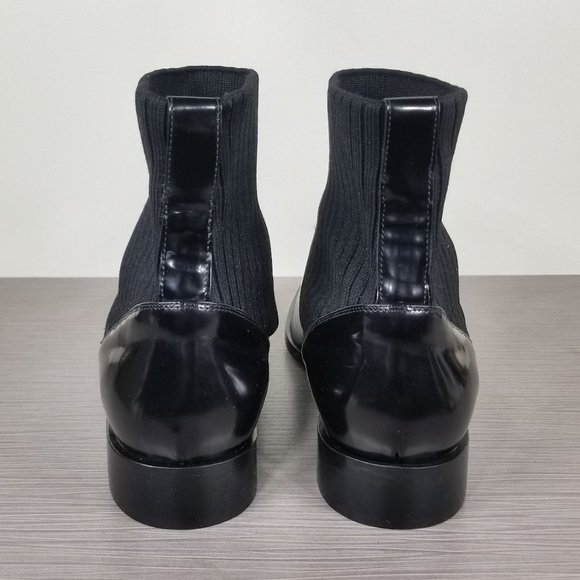 Vince Perlow Ankle Boot, Black Leather & Fabric, Womens Size 9.5 M / 39.5 - Picture 5 of 11